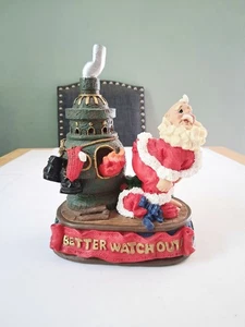 Butt Burning Santa Lighted Fireplace Sculpted Christmas Decor "Better Watch Out" - Picture 1 of 10