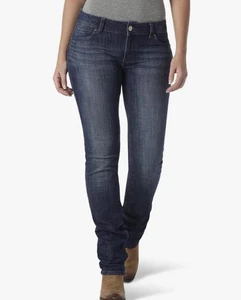 Wrangler Women's Western Mid Rise Stretch Straight Leg Jeans Size 7/8x32 - Picture 1 of 12