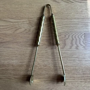 Vintage Brass Tongs Made in Italy 11 1/2 Inches  For Ice Cubes Or Serving - Picture 1 of 8