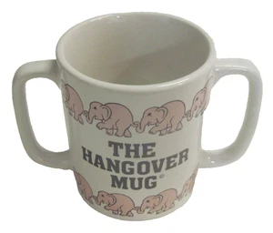 The Hangover Coffee Mug Double Handled Pink Elephant Double Handle Vintage 1983 - Picture 1 of 7