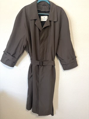 Gabardina vintage Bill Blass para hombre 46R oliva con cinturón clásica hecha en EE. UU. Foto 1 de 4