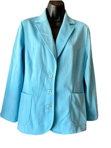 VTG Blue Jacket Blazer L Pockets Smart Occasion Lucky Tops Buttons Geek Core - Picture 1 of 5