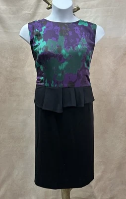 INC International Concepts Black, Green & Purple Dress w/Peplum Plus Size 22W - Image 1 of 4