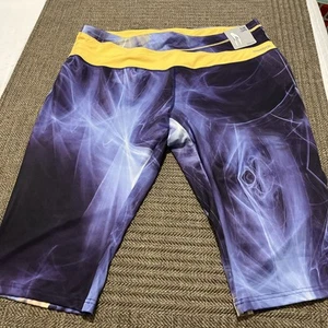 Women’s Reebok Slim Capri Leggings Size 18/20 Purple/Yellow 0100 - Picture 1 of 7