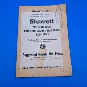 Vintage Starrett Precision Tools Preisblatt für Katalog Nr. 27 18. Februar 1957 - Bild 1 von 7
