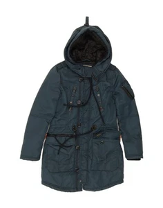 KHUJO Mens Hooded Padded Coat UK 34 XS Navy Blue Nylon AY04 - Picture 1 of 4