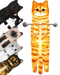 PAT JUUMG Funny Cat Hand Towels for Bathroom Kitchen Decor Towel,Cute Decorat... - Picture 1 of 9