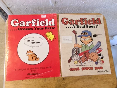 garfield cross stitch books, 1978, 1984 Millcraft - Image 1 of 4
