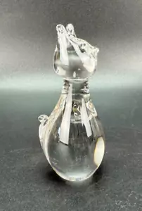 Vintage Nils Landberg Minimalist Crystal Glass Kitty Cat Figurine Sweden 3 1/2 T - Picture 1 of 11