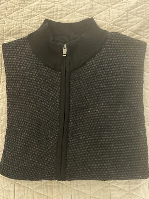 TOSCANO полный двусторонний молнии птичий глаз вязаный шерсти смесь свитер XL новый с Ярлыками $165 черный - Изображение 1 из 4