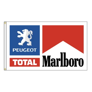Peugeot Total Marlboro Racing drapeau de course 90x150cm ou 60x90cm - Zdjęcie 1 z 4