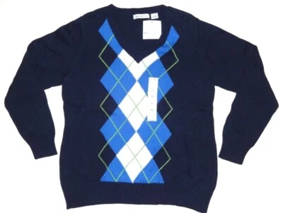 Nuevo Suéter LIZ CLAIBORNE Para Hombre Argyle Cuello en V Azul Marino Mangas Largas XL Foto 1 de 4