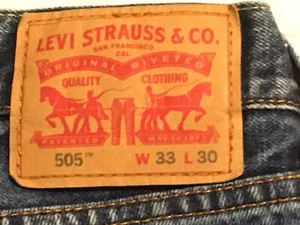 Levis 505 W33xL30 Mens Classic Jeans Medium Wash Straight Leg Blue Denim Reg Fit - Picture 1 of 9