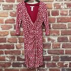 Laundry Shelli Segal Dress Womens Size 10 Dark Pink White Abstract Zip Up