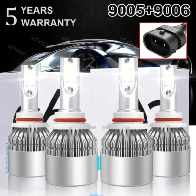 4x 9005 9006 Kit de faros LED combo súper blancos bombillas antiniebla haz alto bajo 6000K Foto 1 de 4