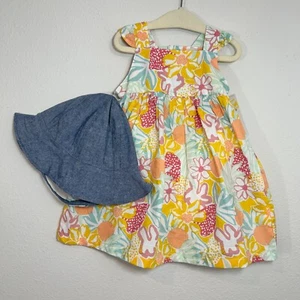 NWT Girls Baby 18 Month Infant Summer Dress and Hat Outfit Flower Floral - Picture 1 of 5