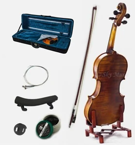 NEW Solid Wood Intermediate Plus 1/4 Violin VN302 w Oblong Case Bow Rosin String - Picture 1 of 5