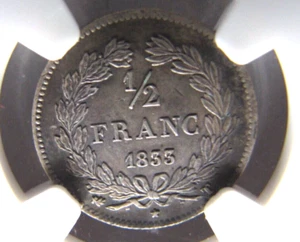 France KM741­.12, Half Franc 1833-T (Nantes) NGC AU details.  Very low mintage. - Picture 1 of 3