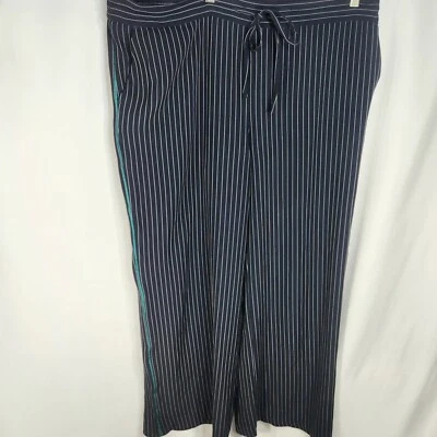 Pantalones de cintura con cordón a rayas azul marino y blanco talla grande XXLarge Foto 1 de 4