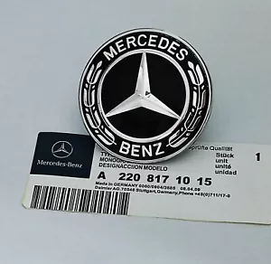 Black Mercedes Benz 57mm Replacement Front Bonnet Emblem Sticker Badge C E S AMG - Picture 1 of 2