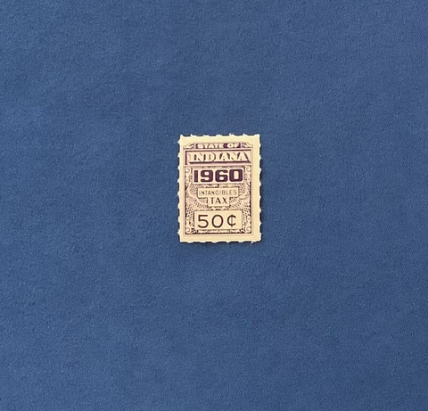 50¢ 1960 Intangibles Tax Stamp - Indiana - MNH, Good Condition Intangible Cover
