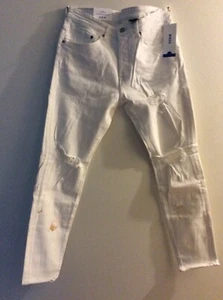 WHITE MEN RIPPED FOOT SKINNY JEANS SIZE 32/30 NEW WITH TAG - Picture 1 of 10