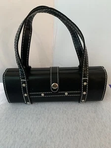 Black Narrow Small Rectangular Handbag Purse with Decorative Silver Tone Studs - Picture 1 of 8