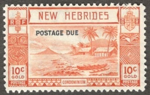 (AOP) New Hebrides 1938 Postage Due 10c MH. SG D7 £35 - Picture 1 of 2