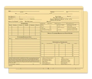 Pre-Printed Heavy Duty Body Shop Jackets - 12" × 9-3/8", Unwrapped (500/Pack) - Picture 1 of 1