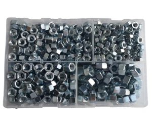 Assorted Box of 550 1/4" - 7/16" UNC Full Nuts Zinc Plated DIN934 Hexagon BZP - Picture 1 of 2