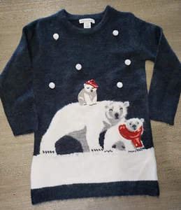 Niñas VESTIDO DE INVIERNO TEJIDO OSOS POLARES NUEVO NUEVO SIN ETIQUETAS 3/4T bolas de nieve ¡TAN LINDO! ¡CALIENTE! - Imagen 1 de 1