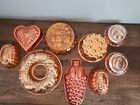 (Lot of 9) Vintage Copper Jello Gelatin Cake Molds Pans Fruit Heart Bundt