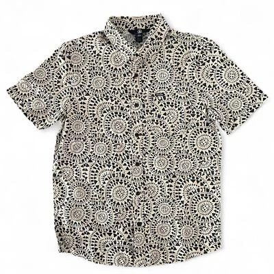 Volcom Beige and black geometric patterned shirt sleeve button-up shirt small - Image 1 of 4
