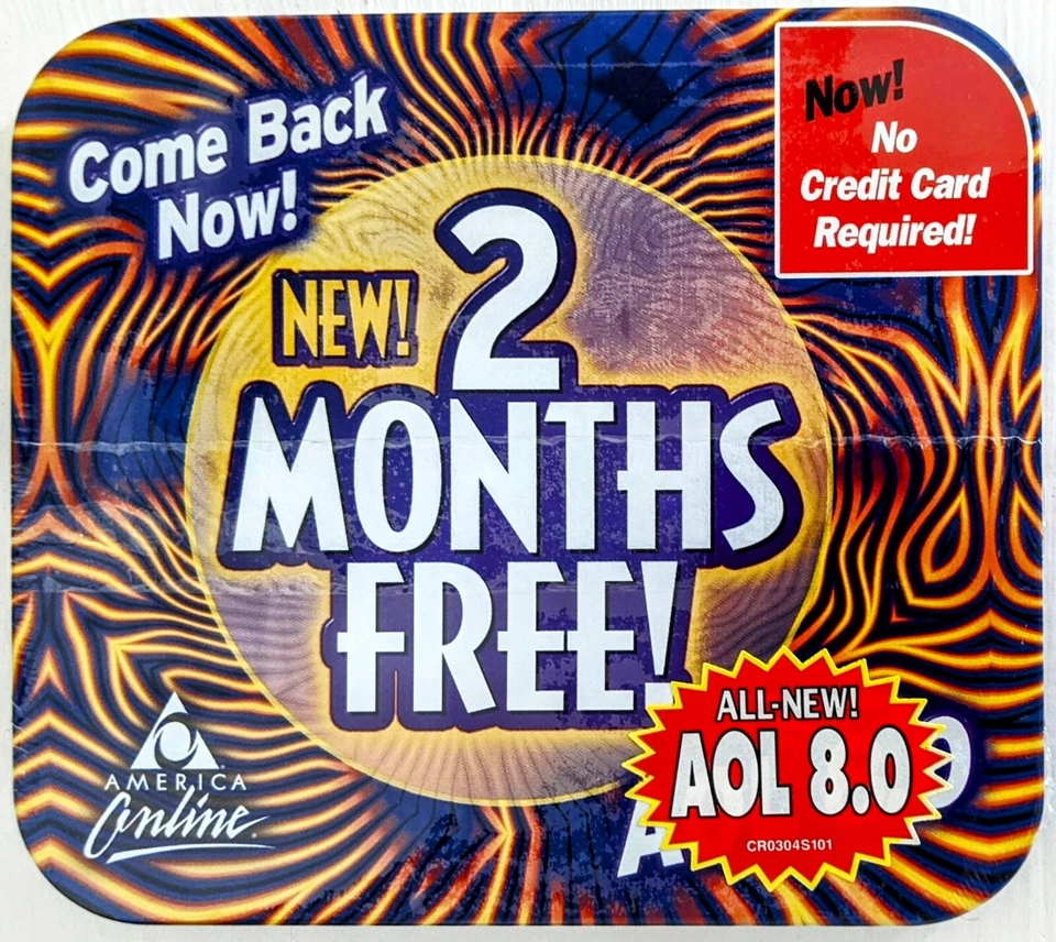 BLUE FLAME America Online Collectible / Install Disc, Vintage AOL CD v8.0 in Tin - Image 1 of 2