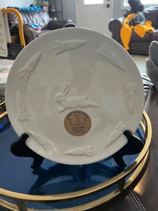 New CARROT PATCH COTTAGE 11.25” Bunny Rabbit White Dinner Plate or Platter - Picture 1 of 3