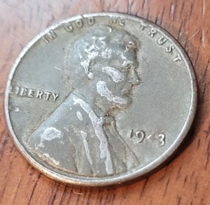 1943 P 1CENT LINCOLN WHEAT-ERROR- LIGHT 4 WEAK STRIKE-VF-NOT A STOCK PIX-LQQK! - Picture 1 of 3