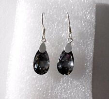 925 St silver earrings, made with Charcoal Swarovski crystals