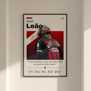 Póster de Rafael Leao, estampado de Milán regalo para fanáticos, estampado de fútbol, arte de pared de Leao - Imagen 1 de 10
