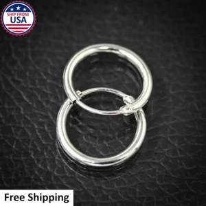 Womens Classic Huggie Sterling Silver 925 Hoop Earrings Fashion Jewelry 1cm - Picture 1 of 2