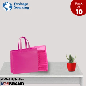 Shopping Bag Tote Bag Reusable Recyclable Gift & Promotional Use 10 Pack in Pink - Picture 1 of 5