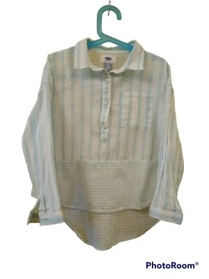 Blusa OLD NAVY Niñas Blanco/Verde Algodón Botón Frontal Talla M (8) Foto 1 de 4