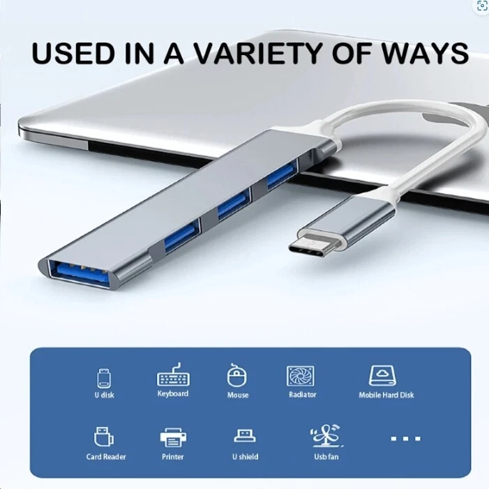 HUB ADATTATORE OTG USB Type-C MASCHIO a 4 USB FEMMINA per notebook smartphone - Imagen 1 de 1