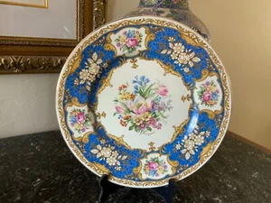 Myott Staffordshire #4744 Blue Floral Dinner Plate Vintage Signed P. Granet RARE - Picture 1 of 6