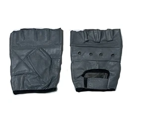 Men's Grey Leather Driving Motorcycle Finger less Gloves Heavy Duty H-1 - Bild 1 von 1
