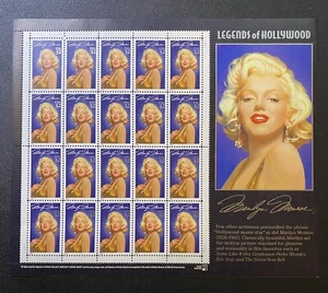 Marilyn Monroe Full Pane of 20 Stamps 1995 Legends of Hollywood plus 3 FDCs - Picture 1 of 6