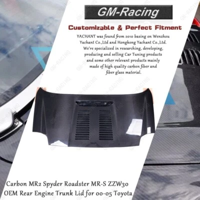 Tapa de maletero de motor trasero de carbono MR2 Spyder Roadster MR-S ZZW30 OEM para Toyota 00-05 Foto 1 de 4