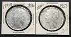 1956 & 1957 Italy 100 Lire Coins - Great Condition, Nice Detail