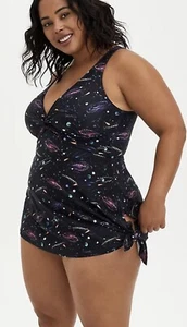 Womens Torrid Galaxy Asymmetrical Side Tie Swim Dress Size 1 1X 14-16 NWT - Picture 1 of 4