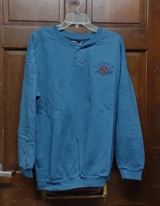 Harley Davidson Owners Group HOG Blue Henley Sweatshirt Men's Size XL - Picture 1 of 4