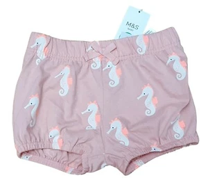 MARKS & SPENCER Niñas Lindo Rosa Caballito de Mar Pierna Elástica Pantalones Cortos Edad 2-3 Años - Imagen 1 de 3